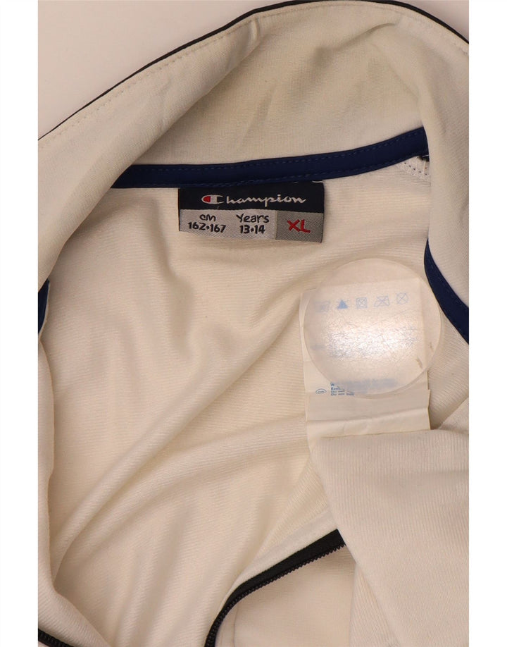 Chłopięca kurtka dresowa CHAMPION 13-14 lat XL, biała, z blokami kolorów