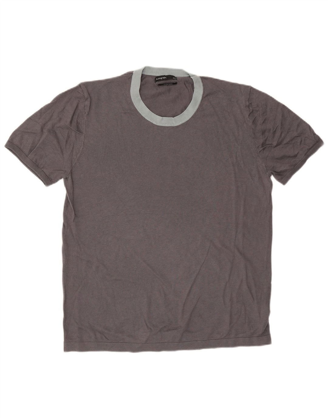 Marks & Spencer Męski T-shirt z autografem, duży, szary, bawełniany