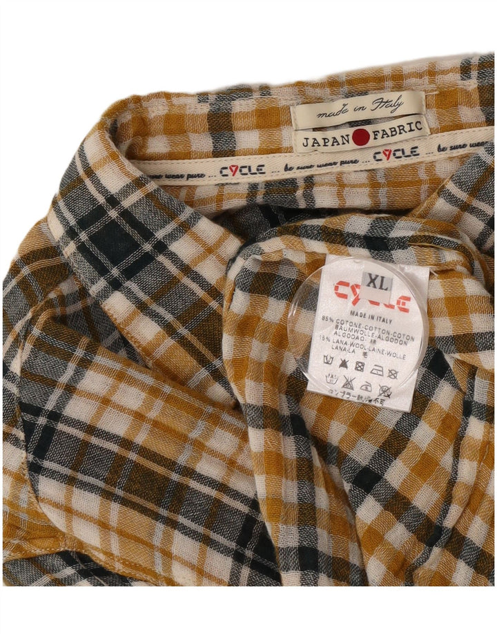 Męska koszula flanelowa w kratkę, XL, żółta, bawełniana w kratę