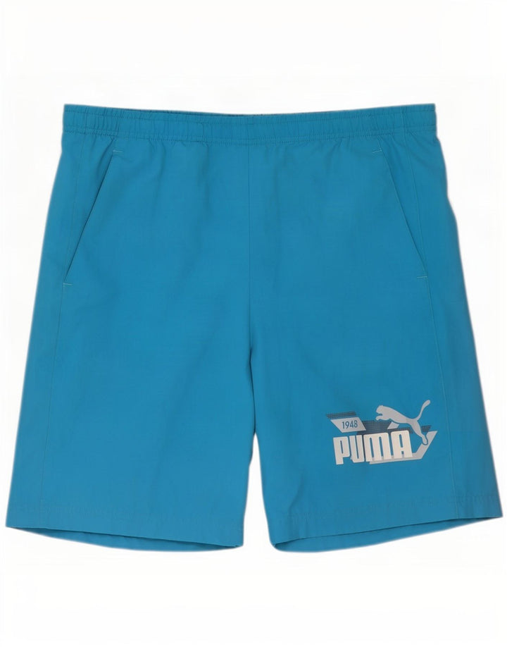 Męskie spodenki kąpielowe Puma z grafiką, średni niebieski, poliester