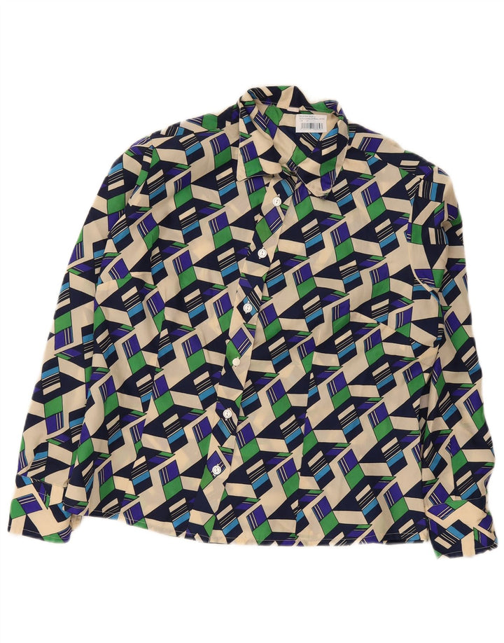 Bluzka damska w stylu vintage, UK 20 2XL, wielobarwna, geometryczna