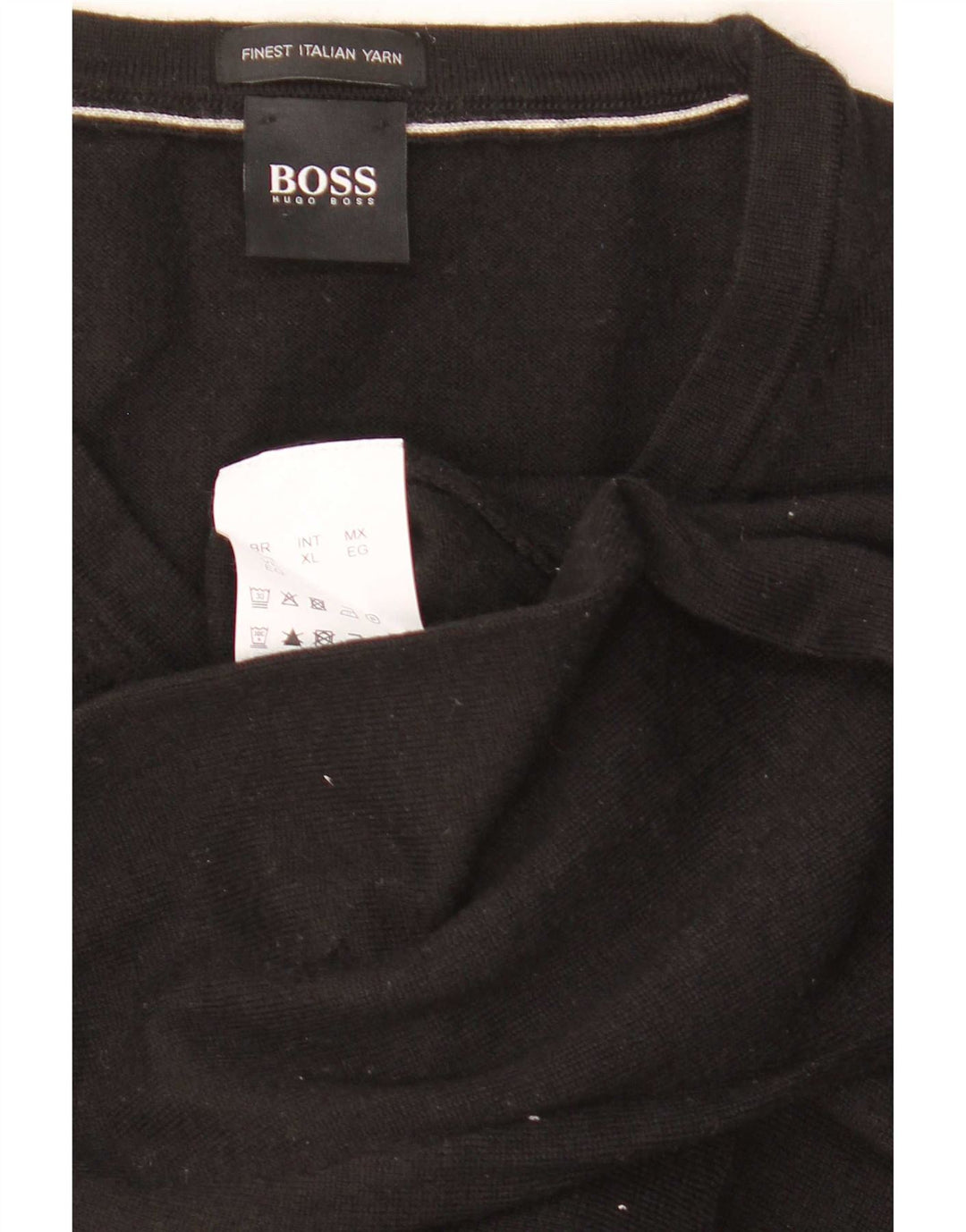Męski sweter z dekoltem w kształcie litery V Hugo Boss XL, czarna dziewicza wełna