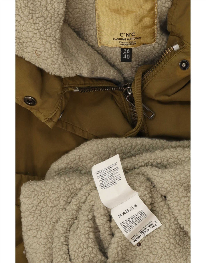Vintage damska kurtka Sherpa Parka z kapturem, EU 40, średnia bawełna khaki