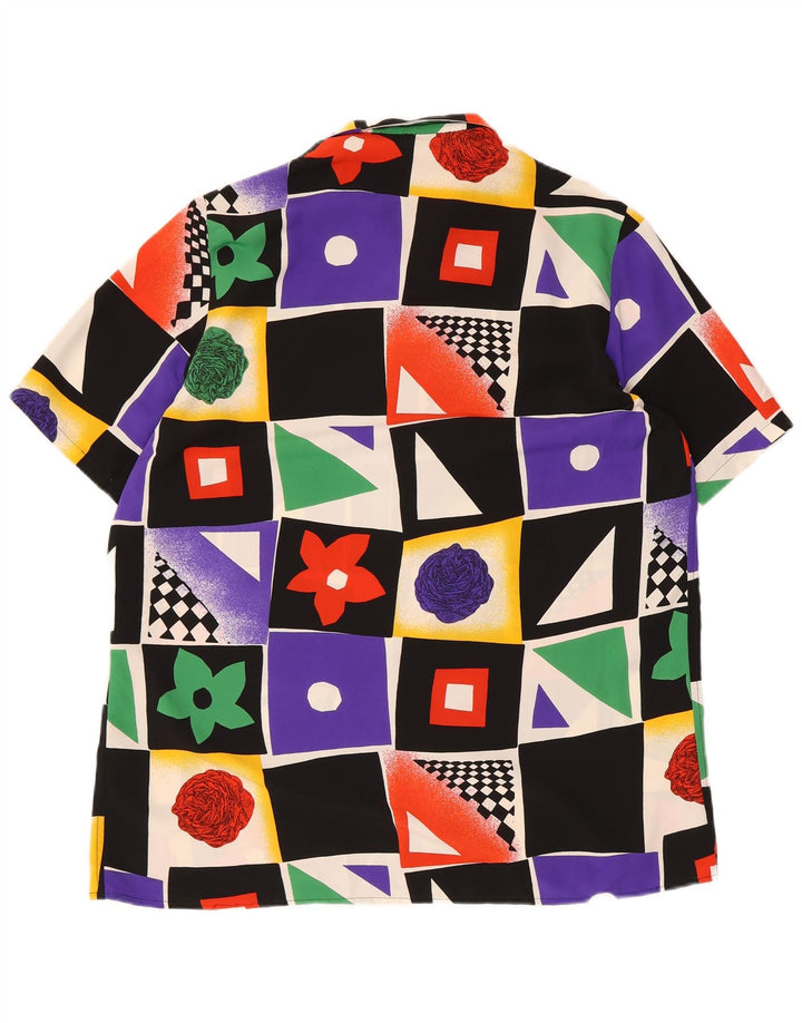 Koszula męska w stylu vintage w abstrakcyjny wzór, średnia, wielobarwna, geometryczna