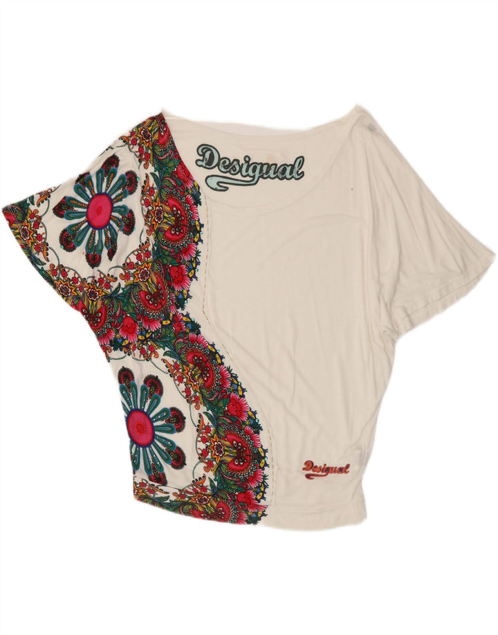 Damska bluzka oversize Desigual z grafiką Top UK 10 Small White Floral