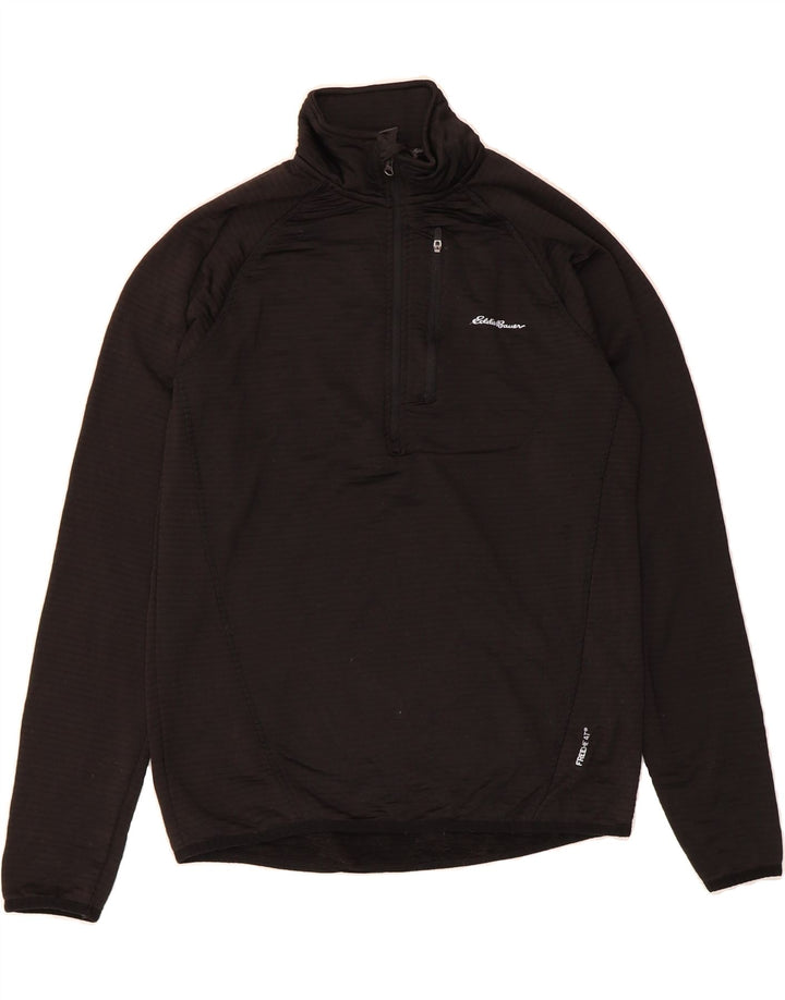 EDDIE BAUER Mens Zip Neck Sweatshirt Jumper Small Black Pinstripe Vintage Eddie Bauer and Second-Hand Eddie Bauer from Messina Hembry 
