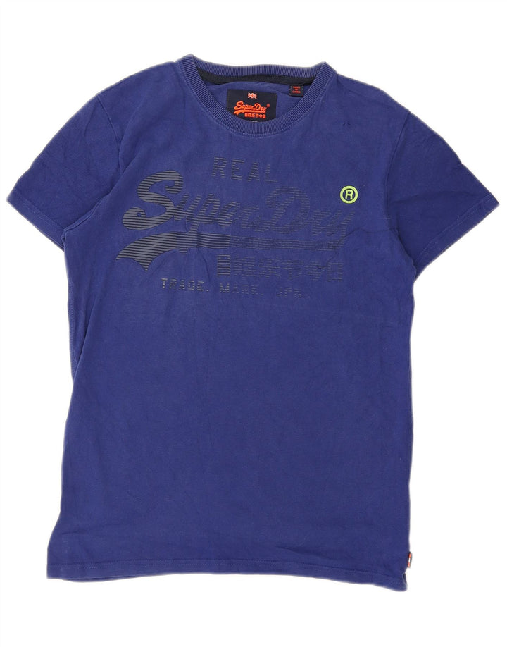 Męski T-shirt z grafiką Superdry, mały, niebieski, bawełniany