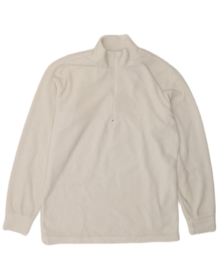 Męski sweter polarowy Fila z zamkiem błyskawicznym IT 48 Średni biały poliester