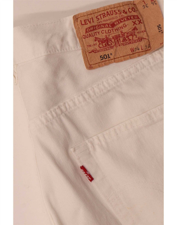 Męskie jeansy Levi's 501 Straight W34 L33 Biała bawełna