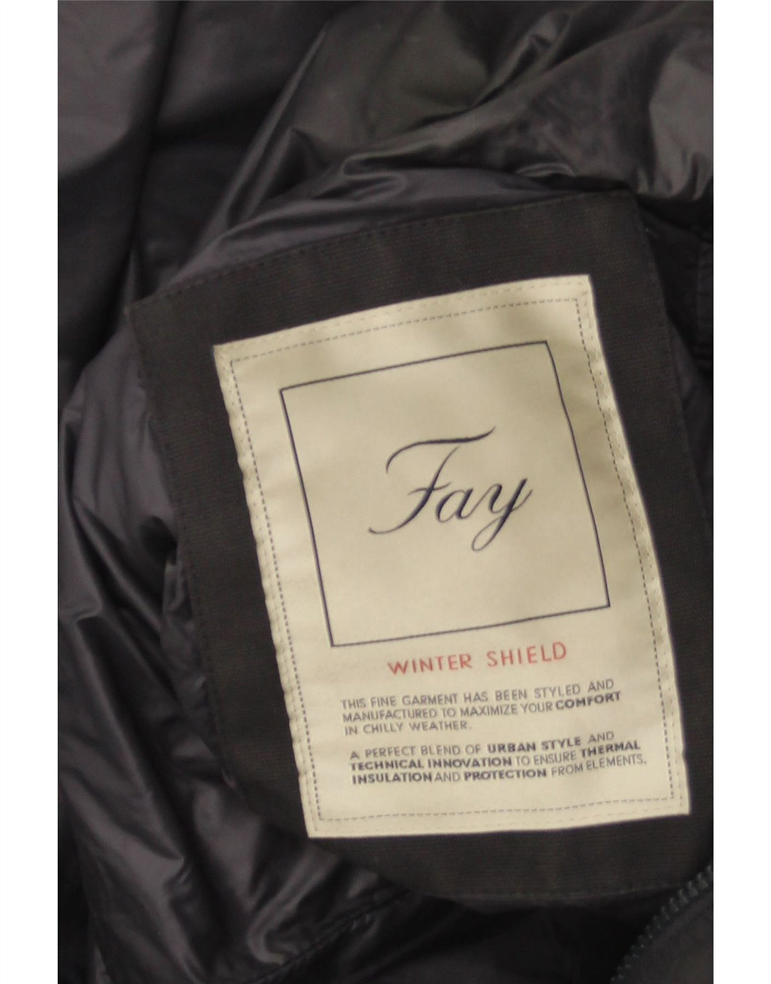 Męski ocieplany płaszcz Fay UK 42 XL, granatowy, poliester