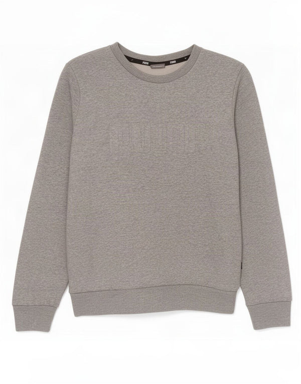 Puma Womens Graphic Sweatshirt Jumper UK 14 Medium Grey Flecked Cotton