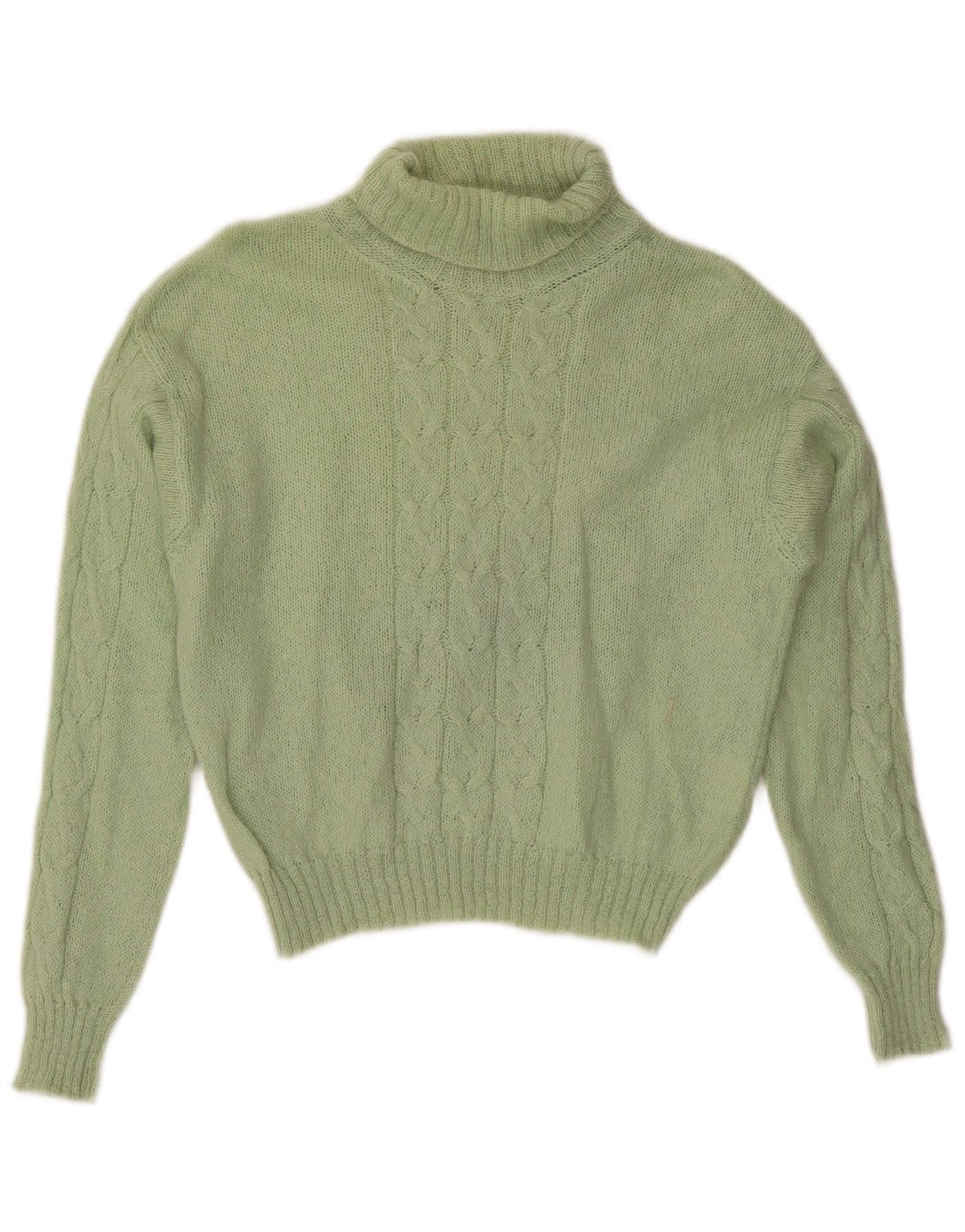 Vintage damski sweter z okrągłym dekoltem UK 14, średni zielony