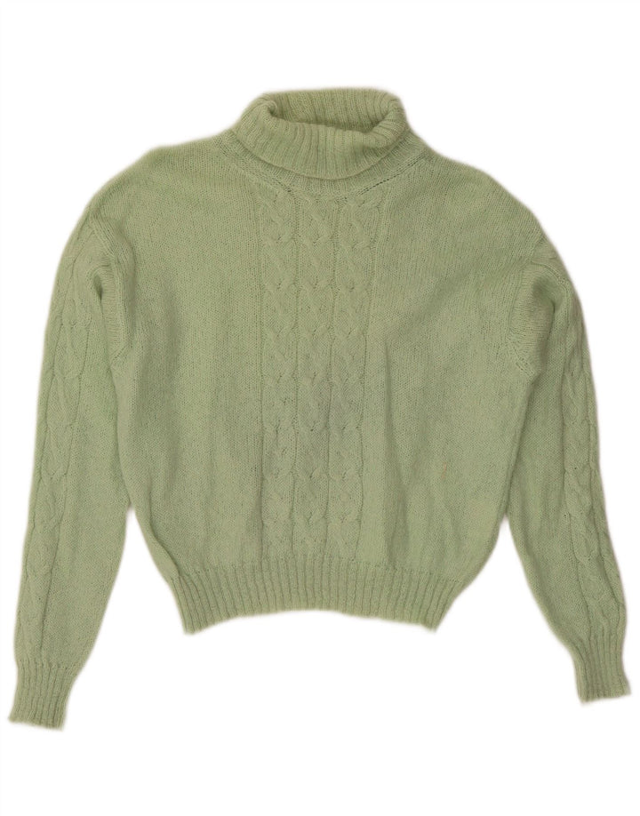 Vintage damski sweter z okrągłym dekoltem UK 14, średni zielony