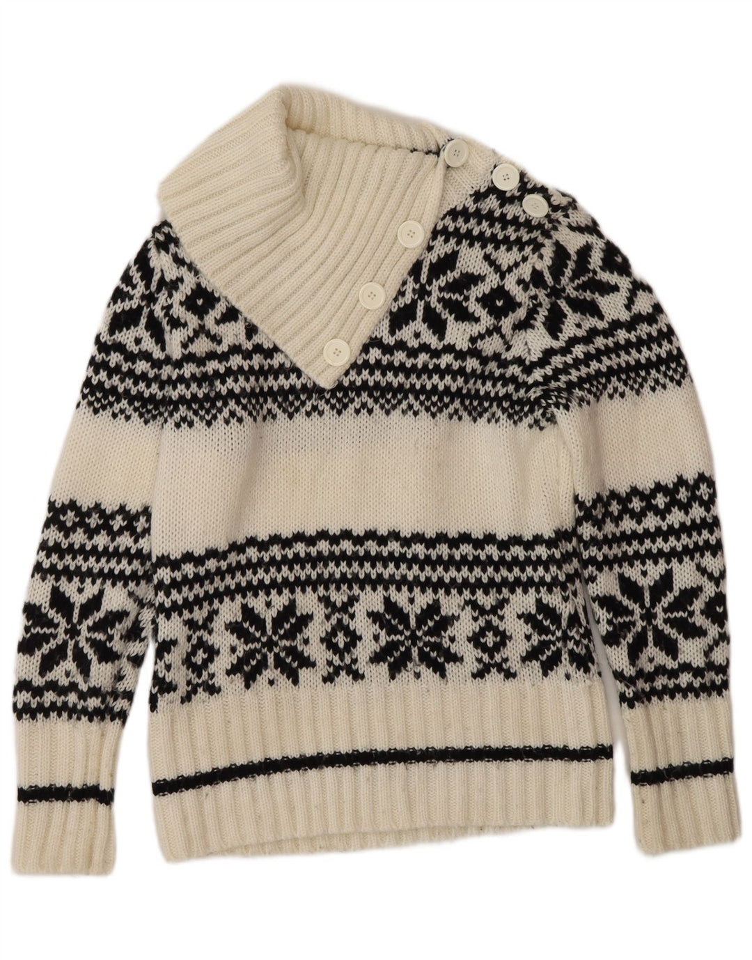 Yessica Damski sweter z guzikami w kształcie płatka śniegu UK 14 Średni Biały Wint