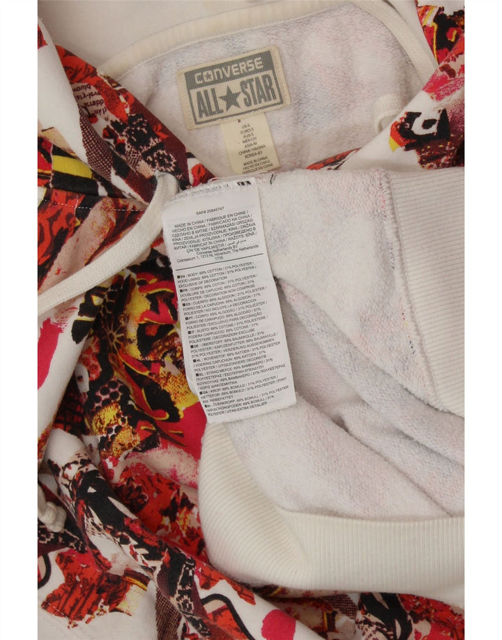 CONVERSE Damski sweter z kapturem w abstrakcyjny wzór, UK 10, mały, wielokolorowy