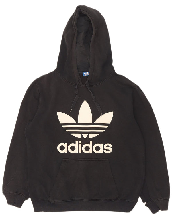Adidas Mens Graphic Hoodie Jumper Small Black Cotton