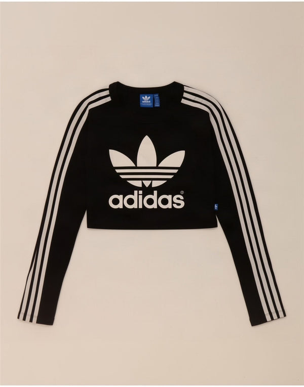 Damski top Adidas Crop Graphic z długim rękawem UK 8, mały, czarny, bawełniany
