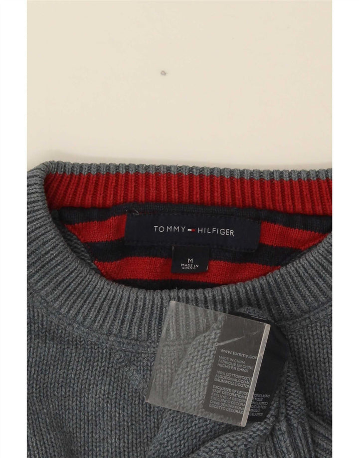 Męski sweter z okrągłym dekoltem Tommy Hilfiger, średnioszary, bawełniany