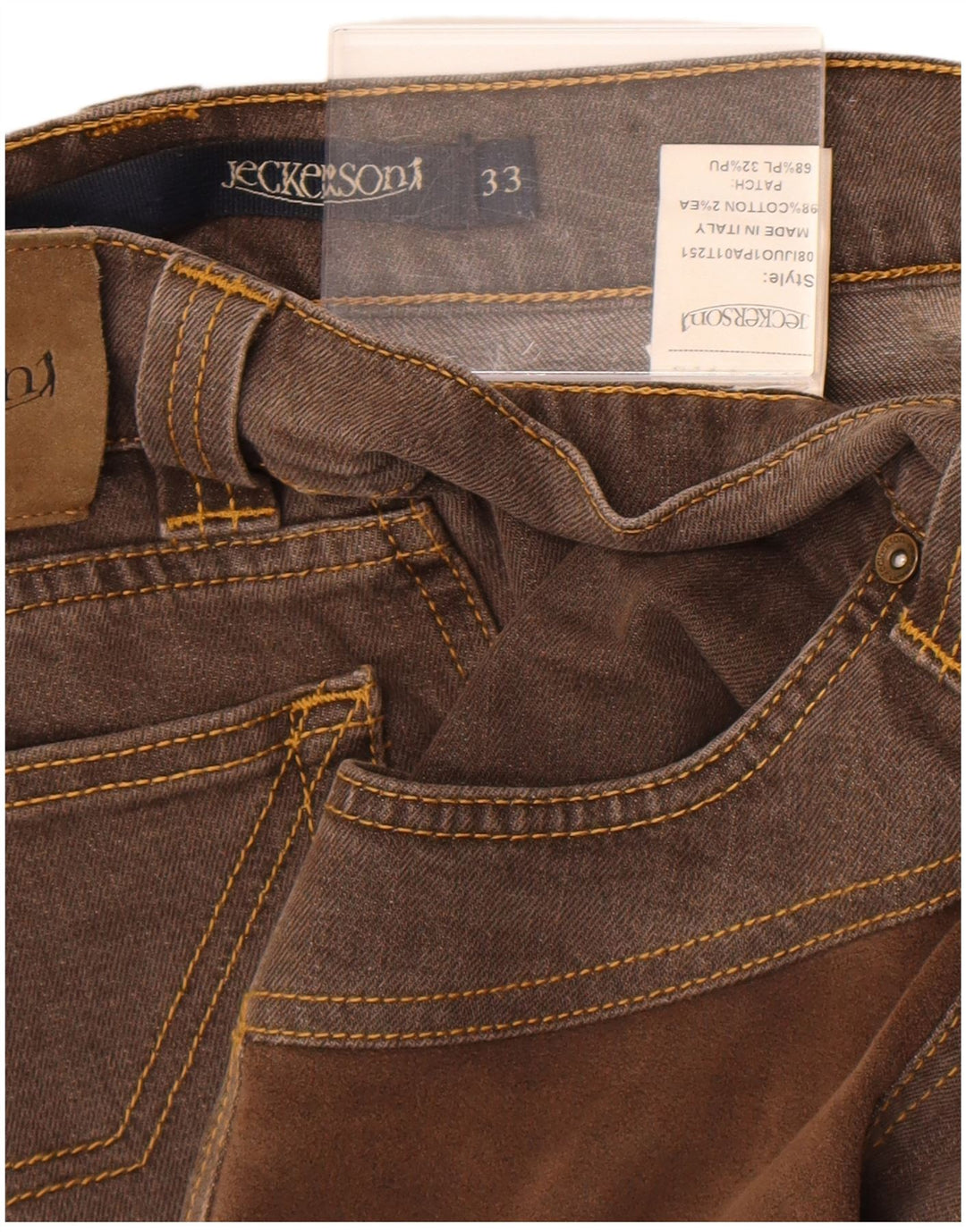 Męskie jeansy slim fit Jeckerson W33 L31 Brązowa bawełna