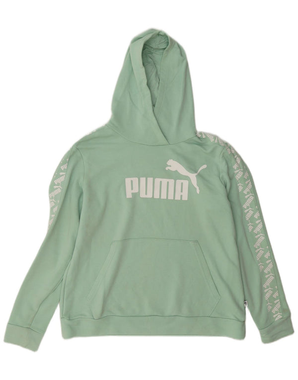 Damska bluza z kapturem Puma z grafiką UK 18 XL, zielona bawełna