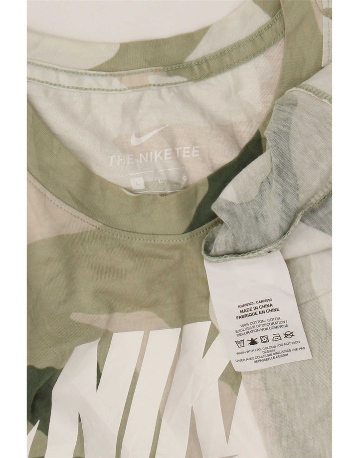 Męska koszulka graficzna Nike z długim rękawem, duża, bawełniana w kolorze khaki