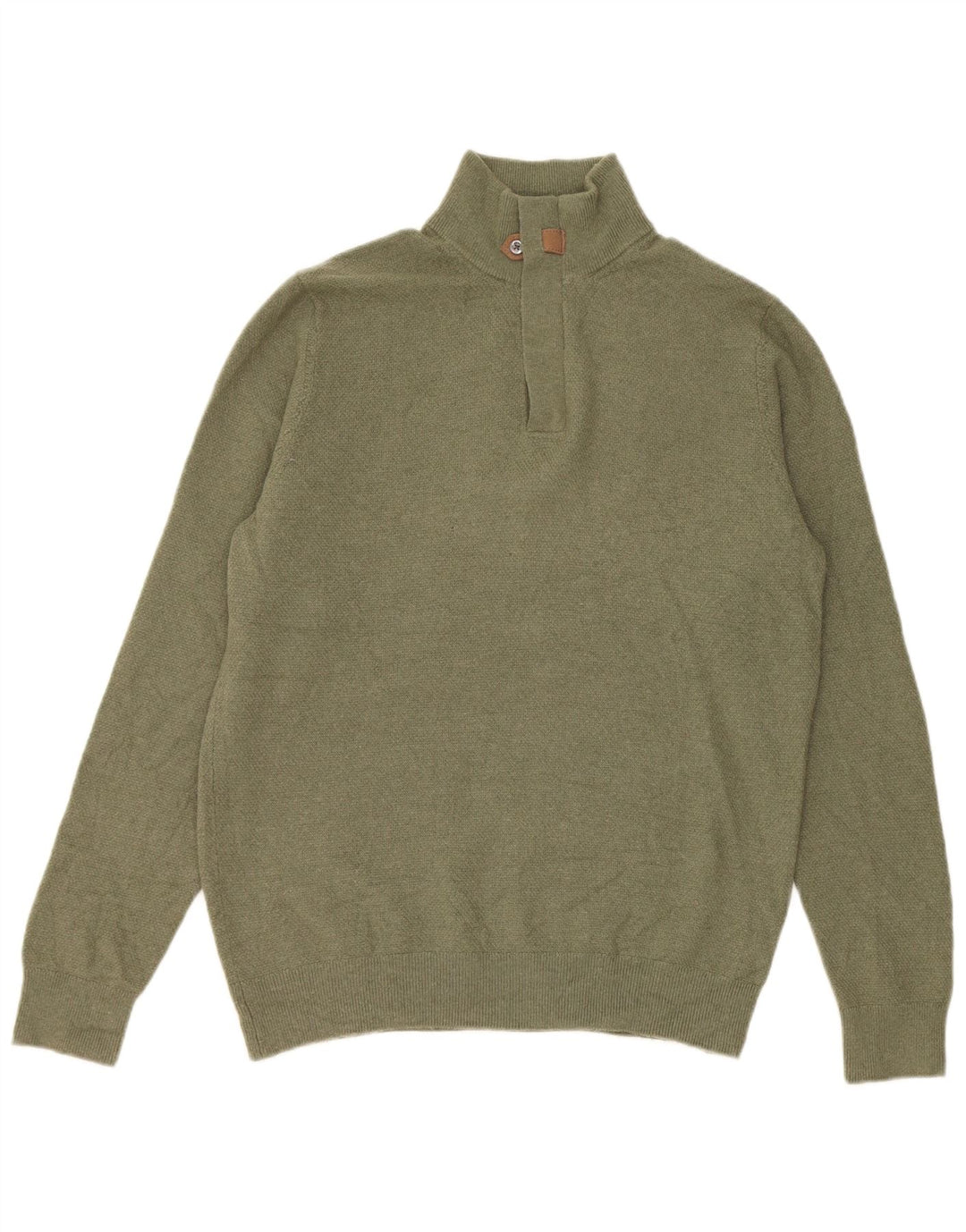 Męski sweter zapinany na zamek Massimo Dutti, średnio zielona wełna