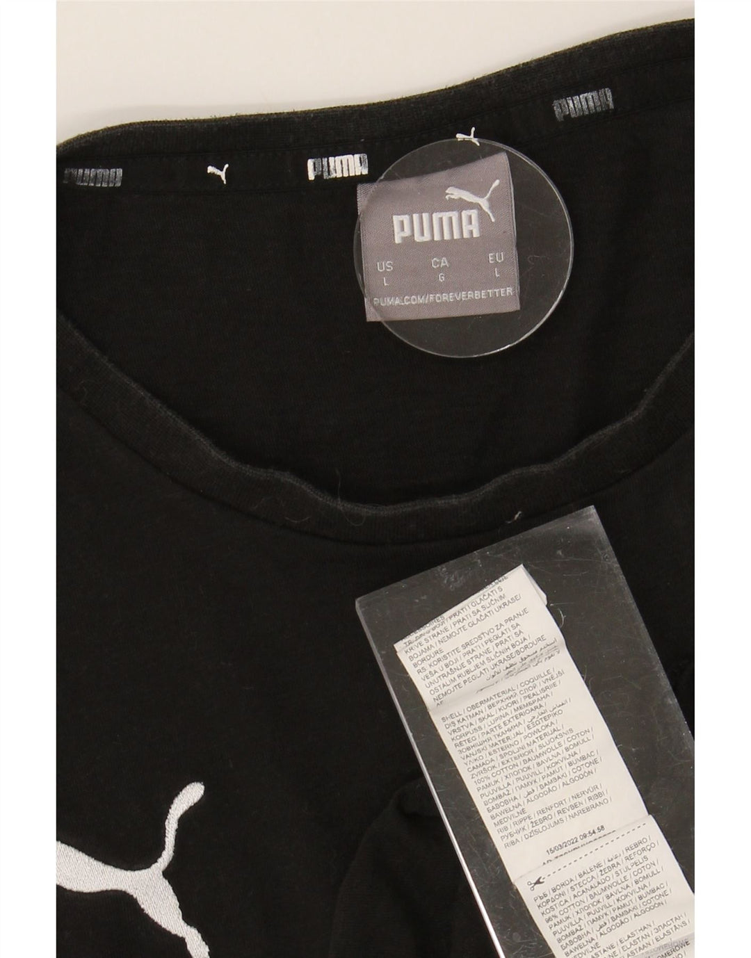 PUMA Mens T-Shirt Top Large Black Cotton Vintage Puma and Second-Hand Puma from Messina Hembry 