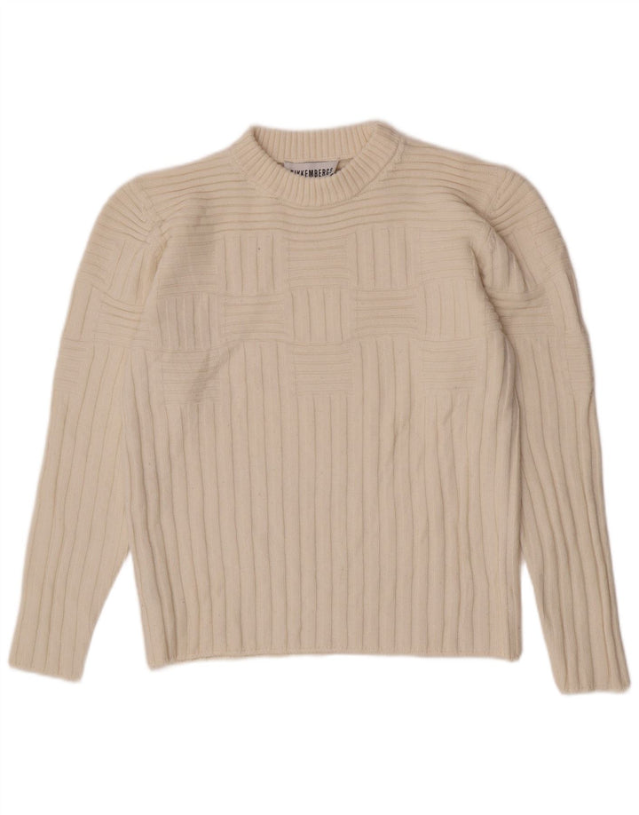 Damski sweter z wycięciem pod szyją Bikkembergs UK 12 Średni złamanej bieli
