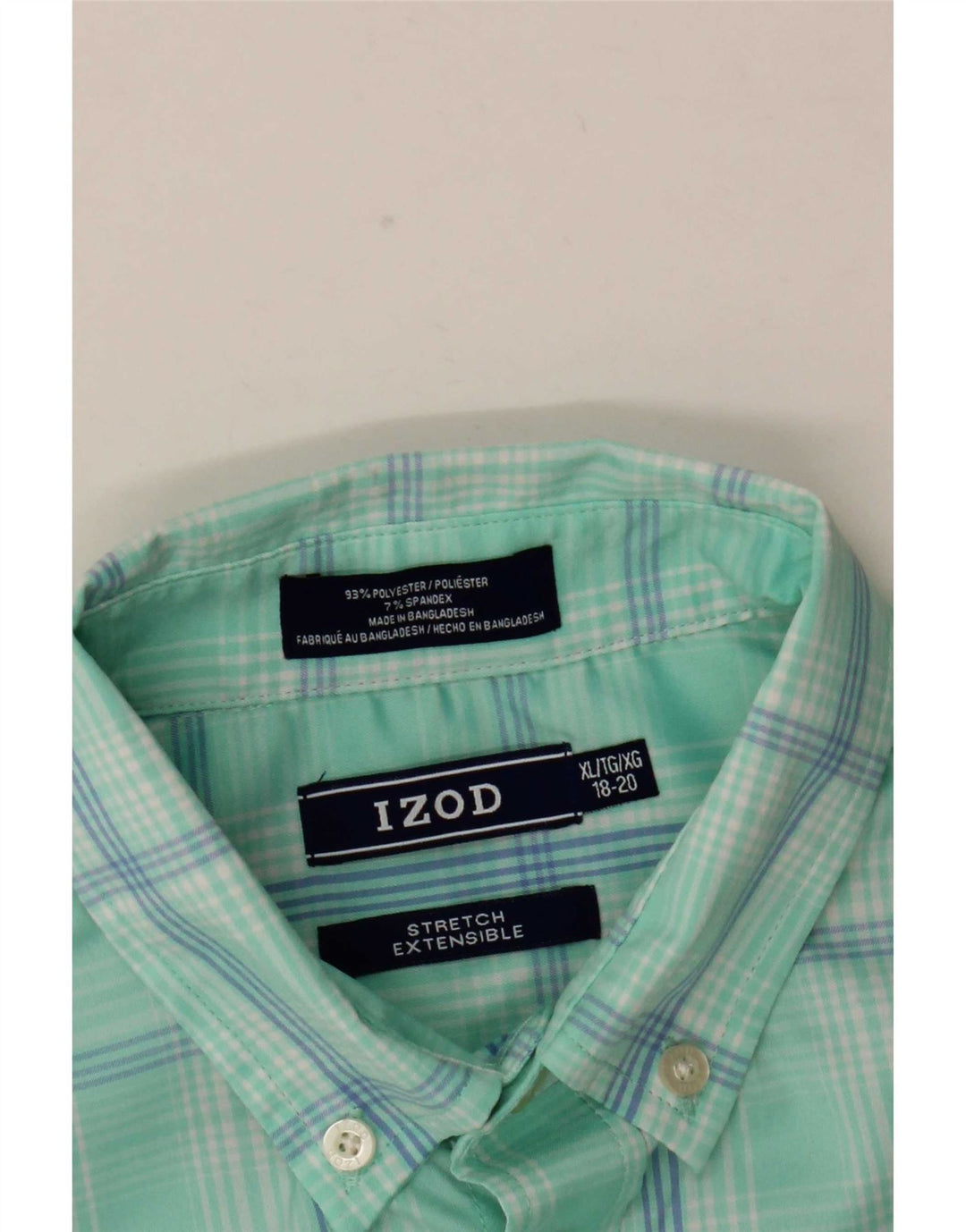 Izod Chłopięca koszulka z krótkim rękawem 15-16 lat XL, poliester w turkusową kratkę