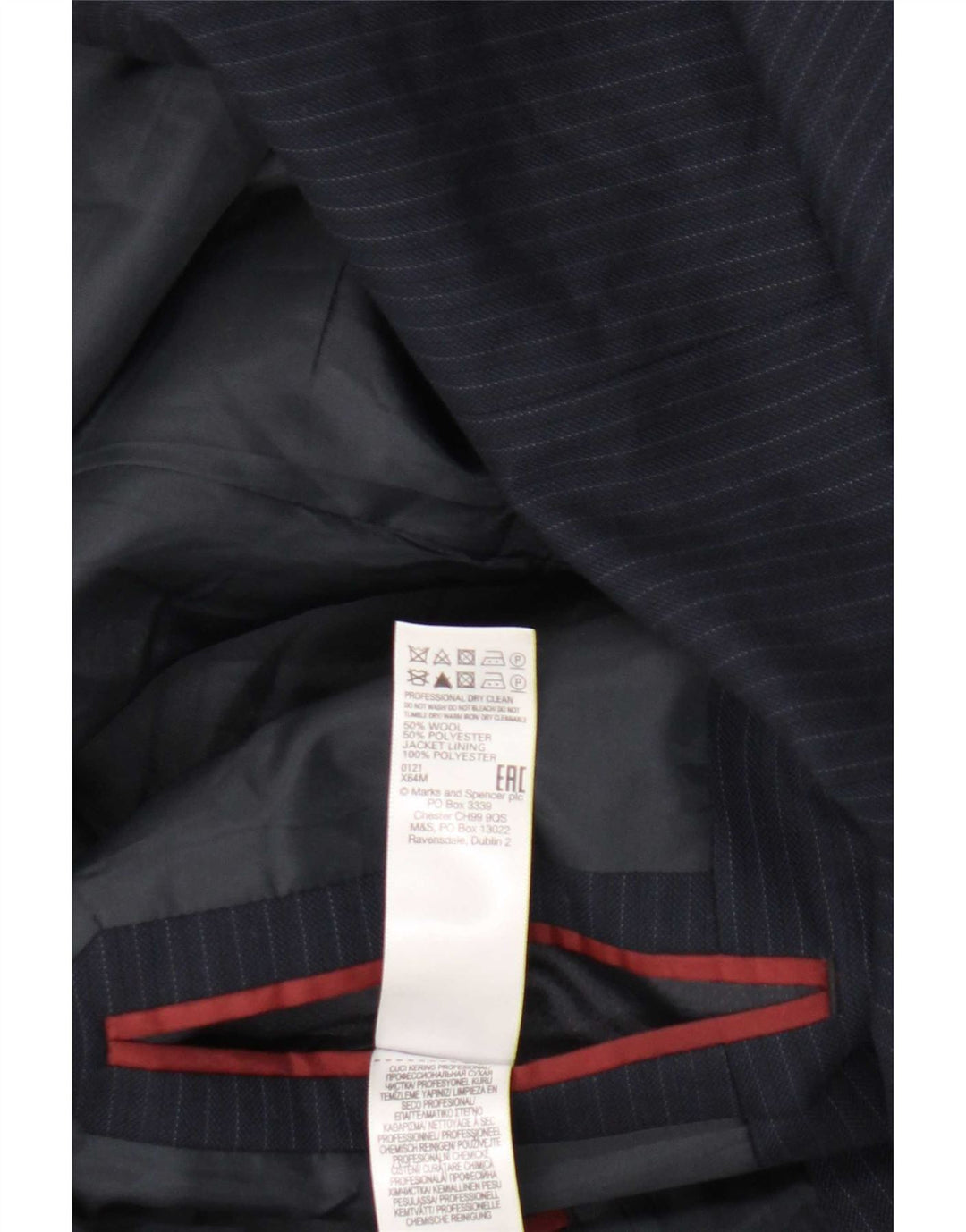 Marks & Spencer Męska krótka marynarka UK 46 3XL Granatowa w prążki