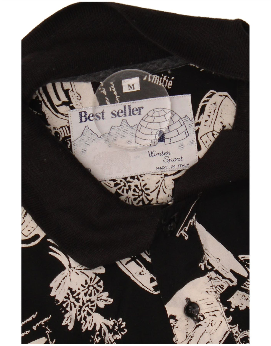 Męska koszula pulowerowa VINTAGE z grafiką, średnia czarna