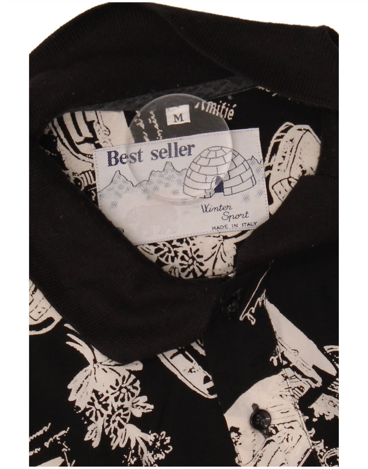 Męska koszula pulowerowa VINTAGE z grafiką, średnia czarna