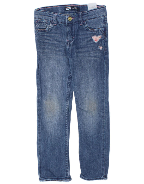 Dziewczęce dżinsy Levi's Distressed Slim Straight 4-5 lat W20 L18 Niebieska bawełna