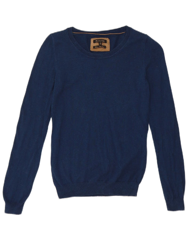 Sweter damski Massimo Dutti z dekoltem w łódkę UK 8, mały, granatowy, bawełniany