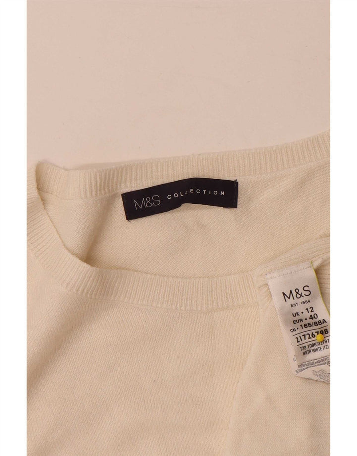 Marks & Spencer Damski sweter z dekoltem w łódkę UK 12 Średni biały akryl