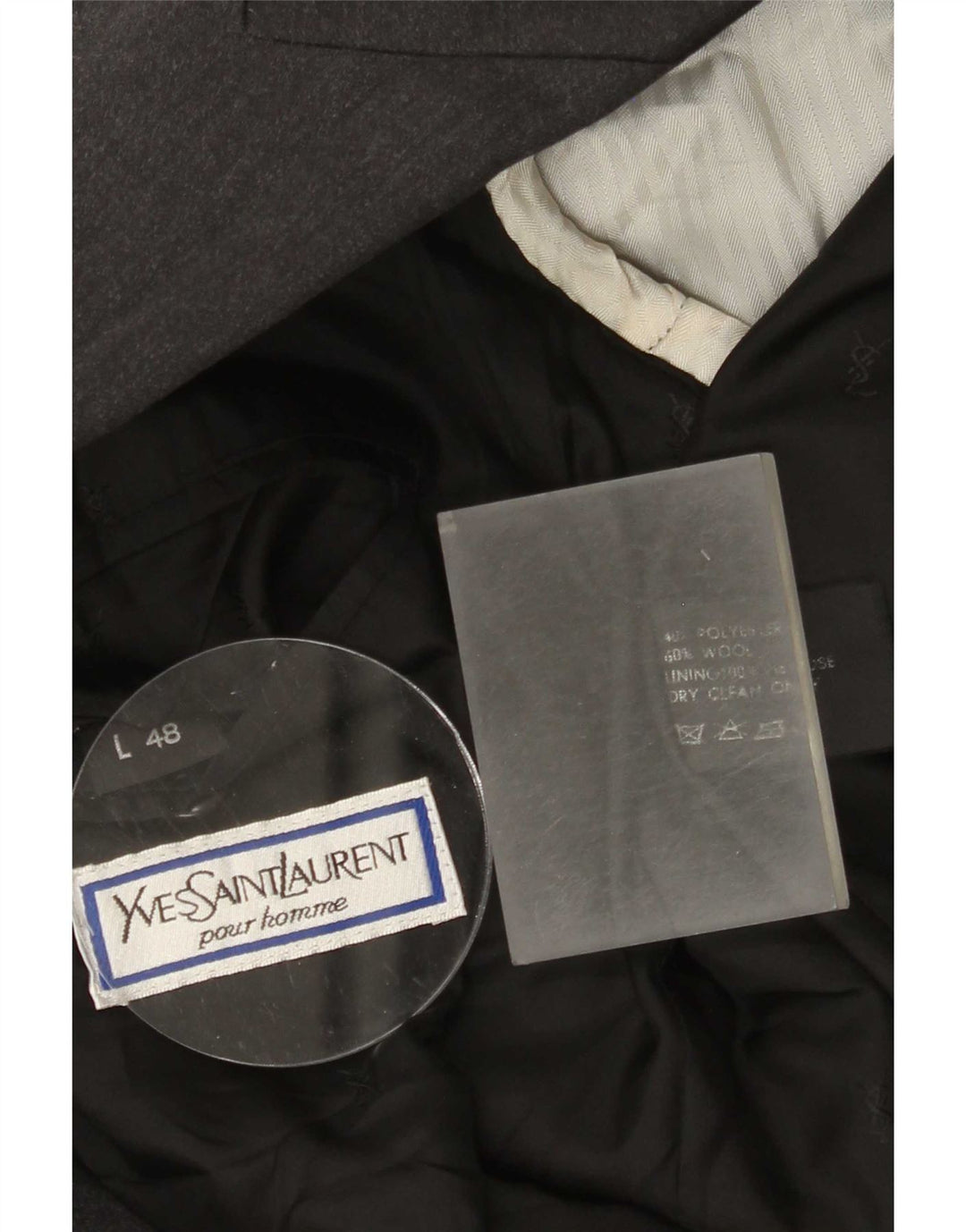 Męska marynarka dwurzędowa Yves Saint Laurent, rozmiar 48, duża, szara