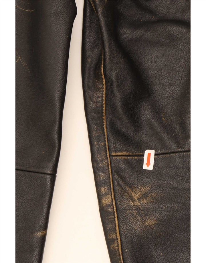 Vintage damskie proste skórzane spodnie EU 38 Medium W30 L28 Black