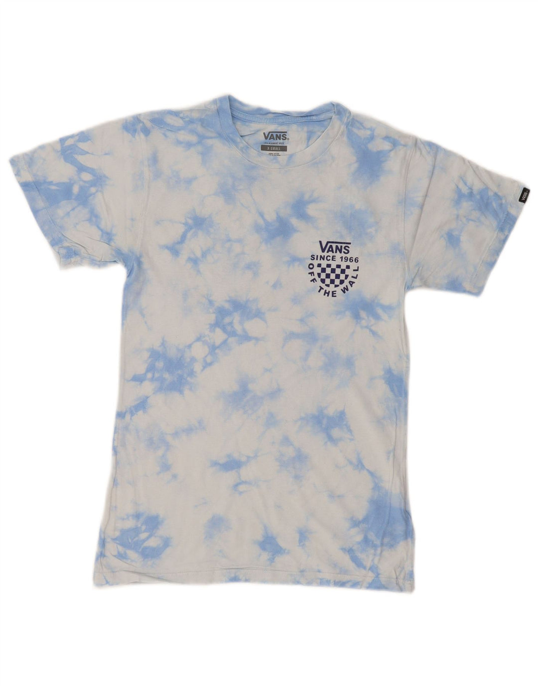 Męski T-shirt VANS o klasycznym kroju z grafiką, top XS, niebieski Tie Dye, bawełniany