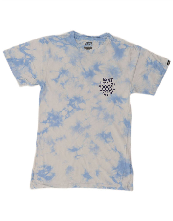 Męski T-shirt VANS o klasycznym kroju z grafiką, top XS, niebieski Tie Dye, bawełniany
