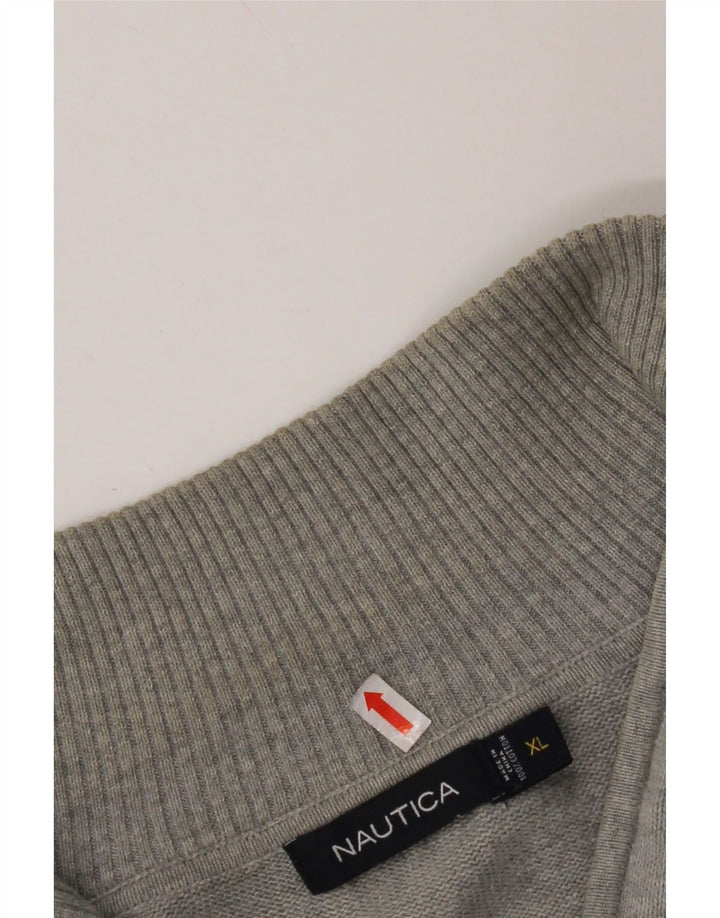 Męski sweter NAUTICA z zamkiem błyskawicznym XL, szary, argyle/diamentowa bawełna