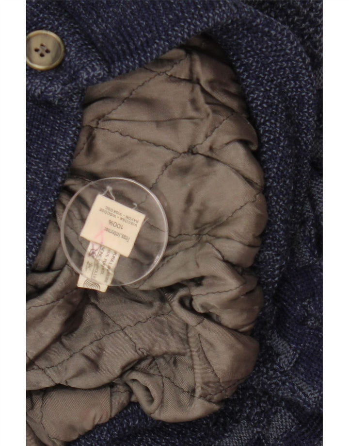 Męski sweter rozpinany VINTAGE, duży, granatowy, geometryczny, wiskoza