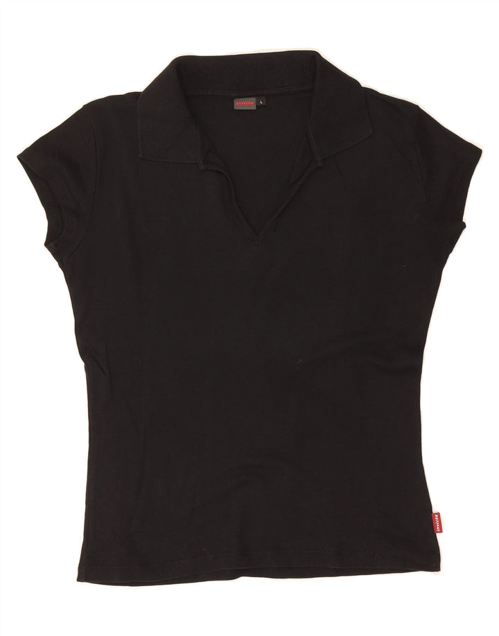 INVICTA Womens Polo Shirt UK 14 Large Black Cotton Vintage Invicta and Second-Hand Invicta from Messina Hembry 