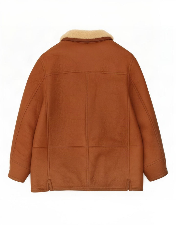 Vintage męska kurtka shearling IT 54 2XL brązowa