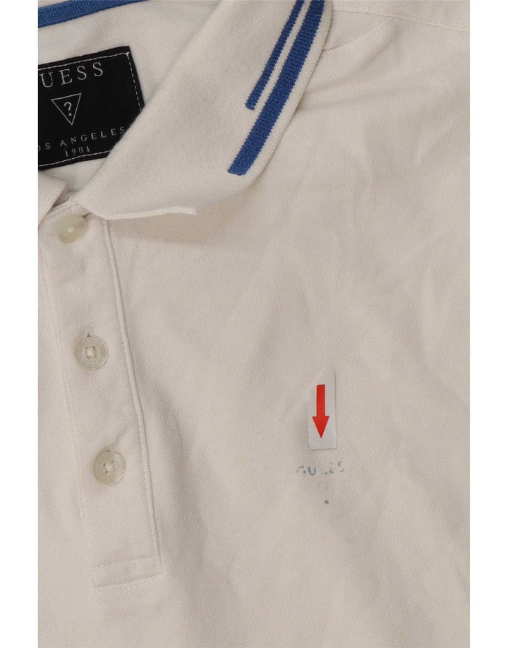 Męska koszulka polo Guess UK 40 Średnia biała bawełna