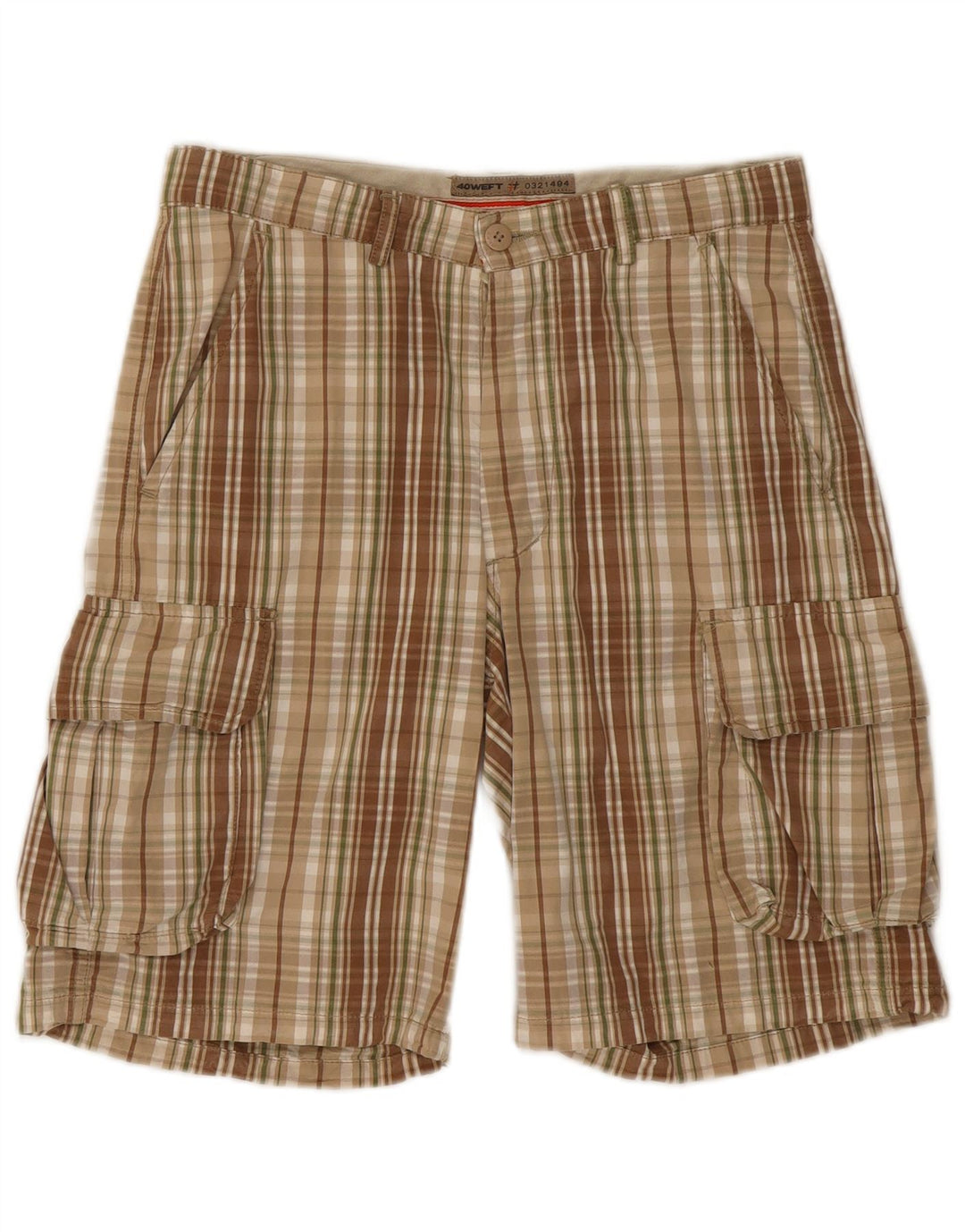 40WEFT Mens Cargo Shorts W32 Medium Multicoloured Check Cotton