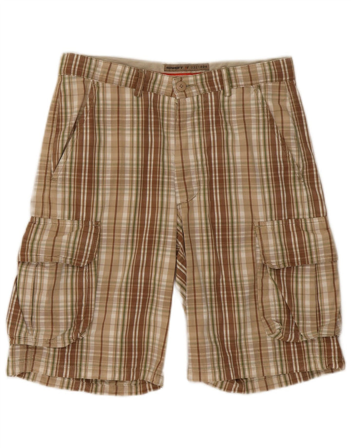 40WEFT Mens Cargo Shorts W32 Medium Multicoloured Check Cotton