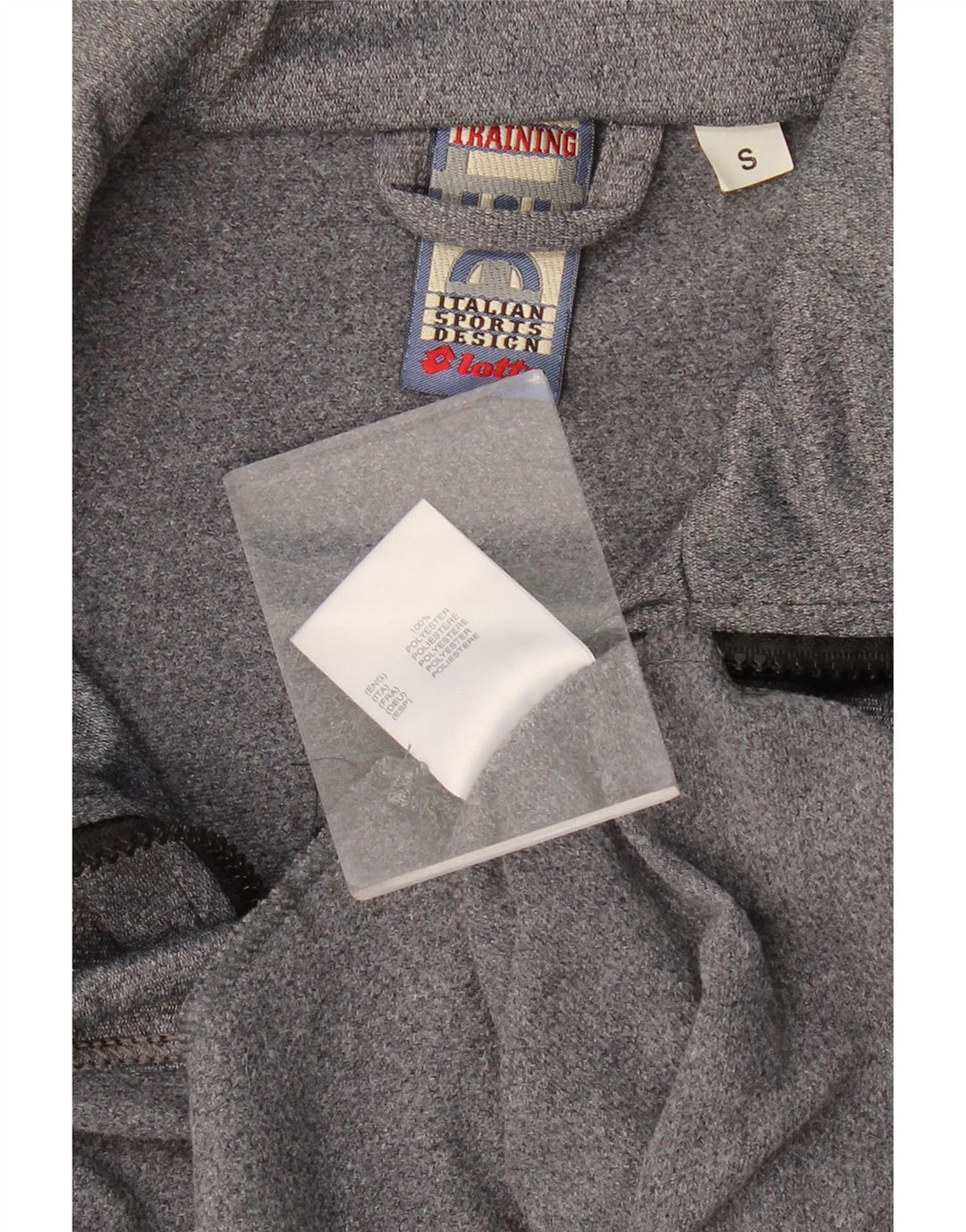 Męska kurtka dresowa z grafiką LOTTO, mała, szara, nakrapiana poliester