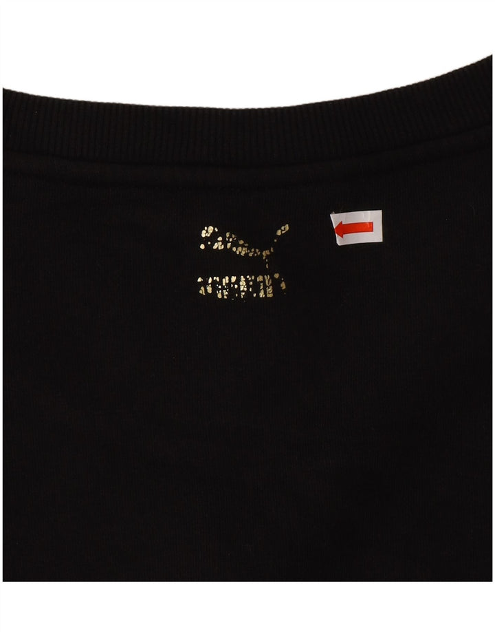 PUMA Womens Graphic Sweatshirt Jumper UK 14 Large Black Cotton