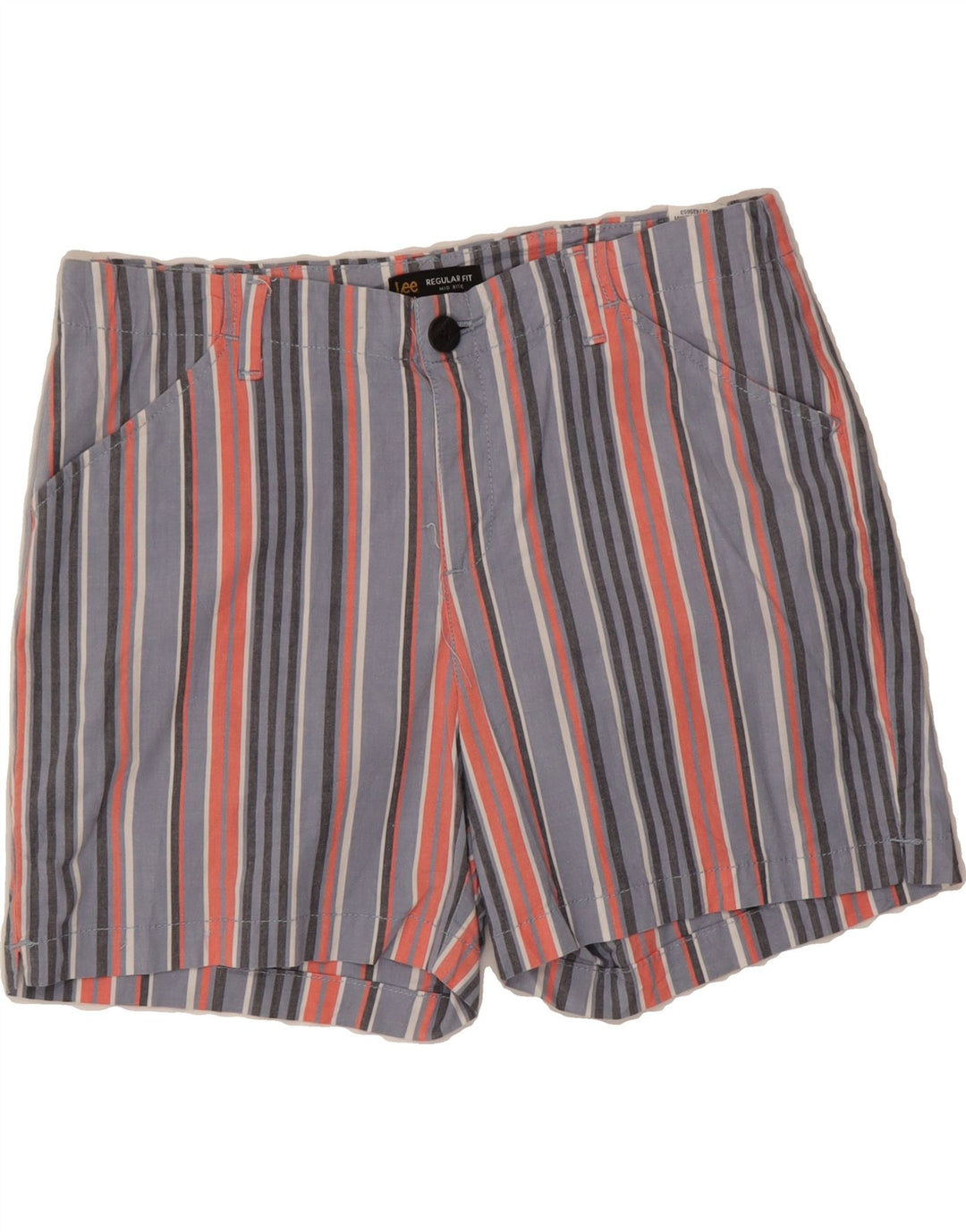 LEE Womens Regular Fit Casual Shorts US 12 Large W34  Grey Striped Vintage Lee and Second-Hand Lee from Messina Hembry 