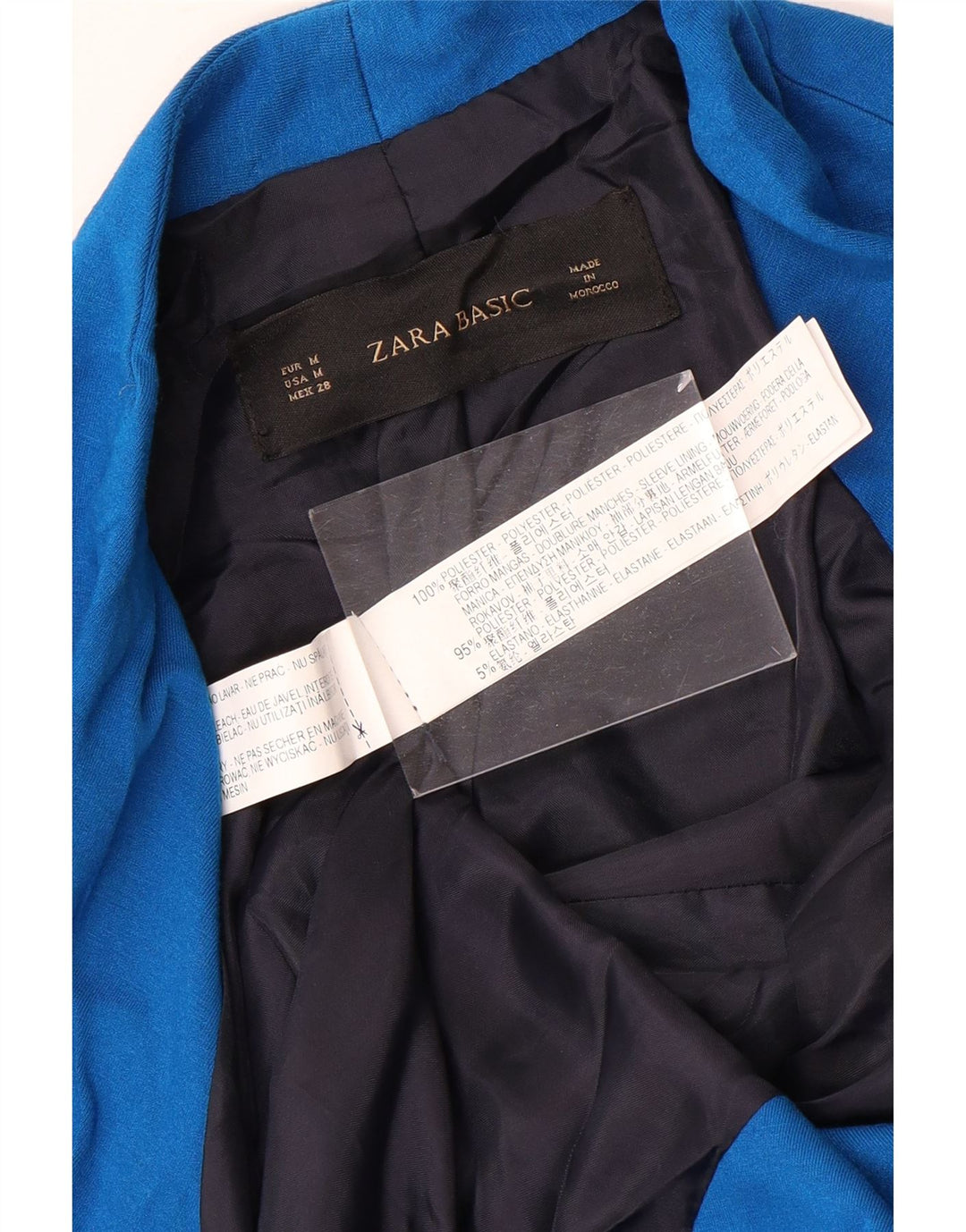 Damska otwarta marynarka Zara UK 12, średni niebieski poliester